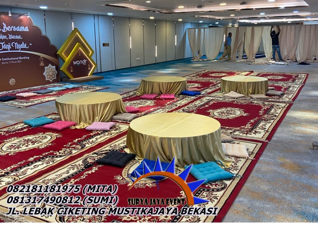 Rental Permadani Merah Dan Meja Lesehan Bulat di Jakarta