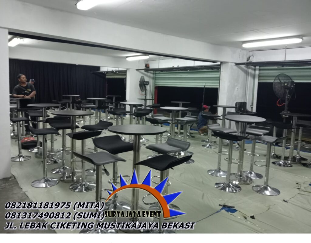 Sewa Meja barstool Set Kursi Bar Hitam Kotak Area Jakarta