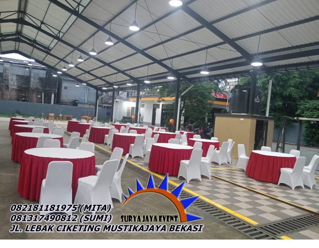 Sewa Round Table Merah Dan Kursi Futura Area Jakarta