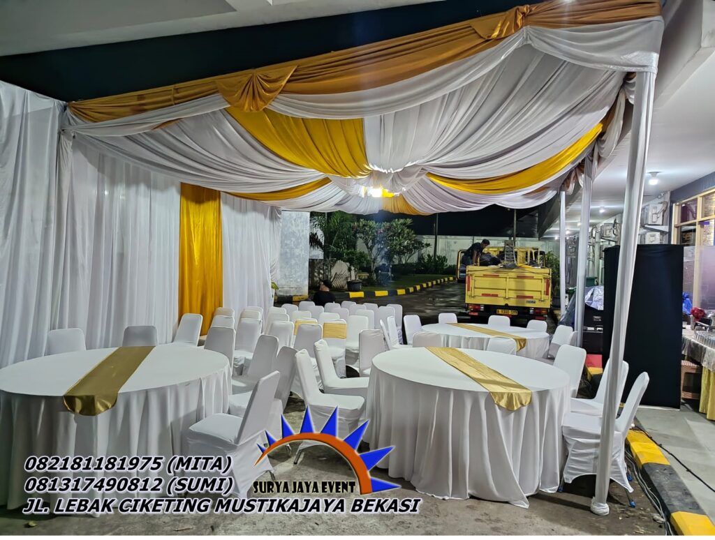 Rental Tenda Serut Kain Rempel, Kursi Meja Di Jakarta