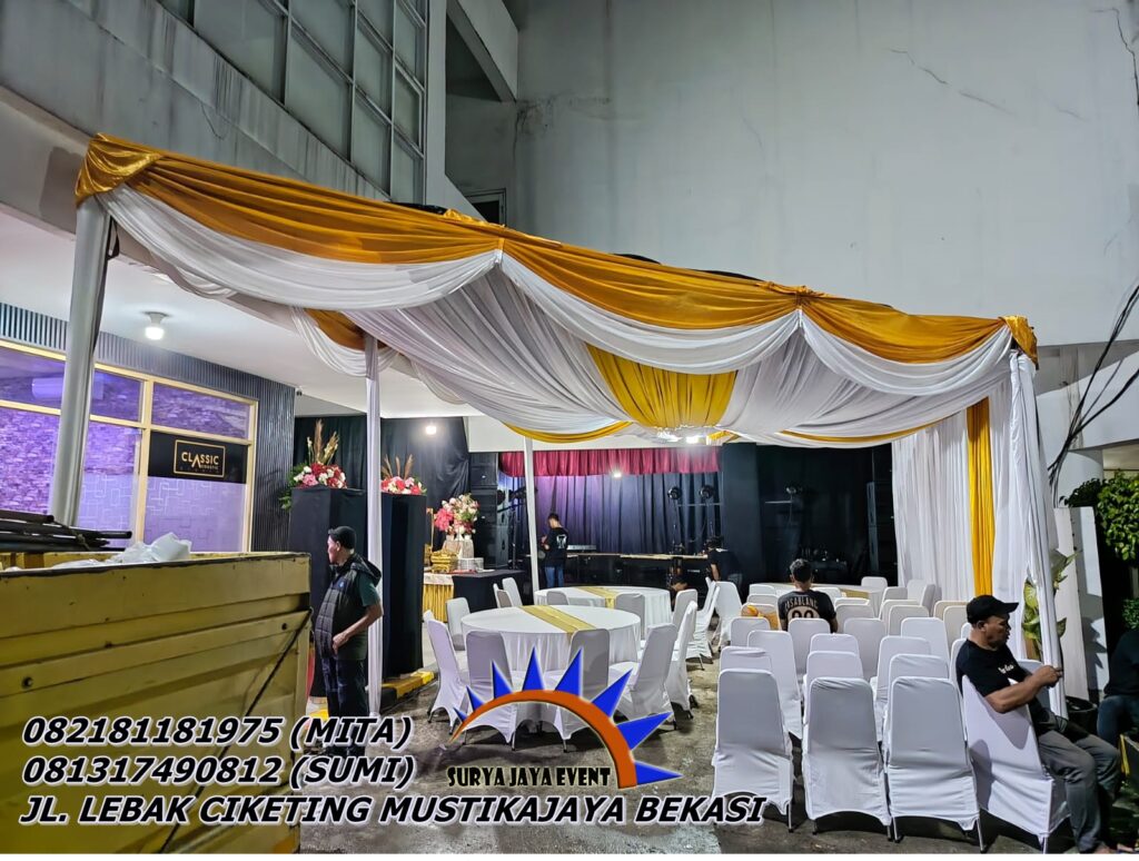 Rental Tenda Serut Kain Rempel, Kursi Meja Di Jakarta