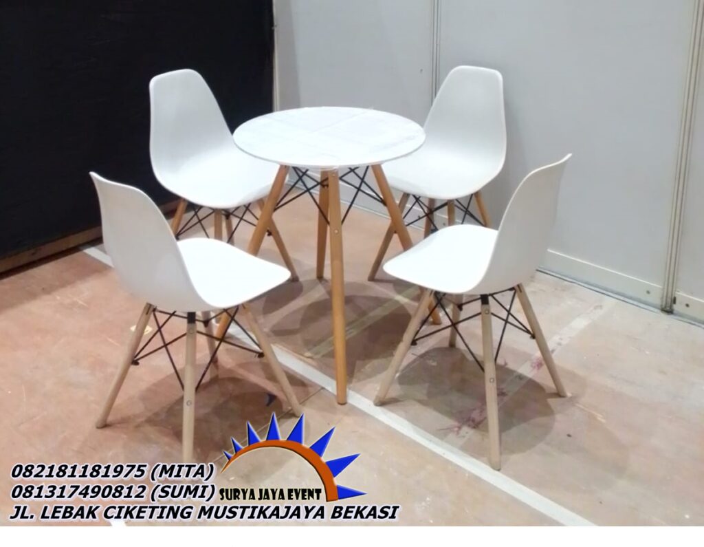 Sewa Kursi Scarmble Putih Set Meja Bar Jakarta