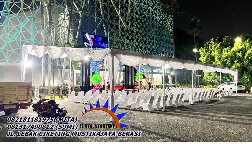 Jasa Sewa Tenda Dekor Kain Serut Putih Bekasi
