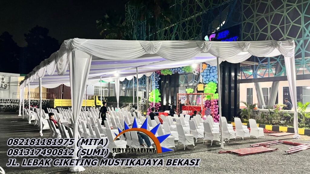 Jasa Sewa Tenda Dekor Kain Serut Putih Bekasi