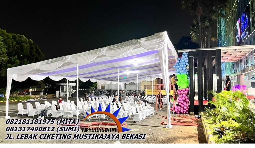 Jasa Sewa Tenda Dekor Kain Serut Putih Bekasi