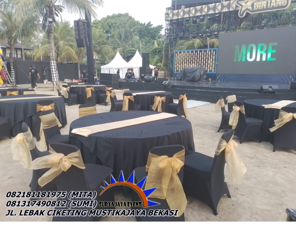 Sewa Meja Dan Kursi Cover Hitam PT.Diamond MM2100 Bekasi