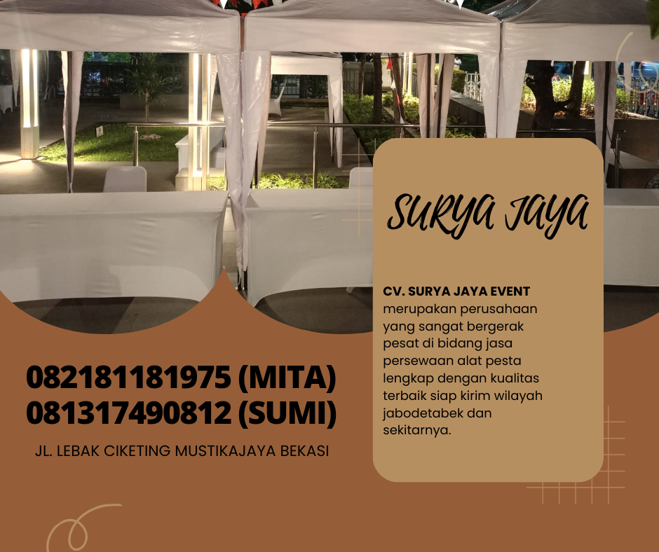 Rental Tenda Type Bazar Atap Putih Ukuran 2x2m Jakut