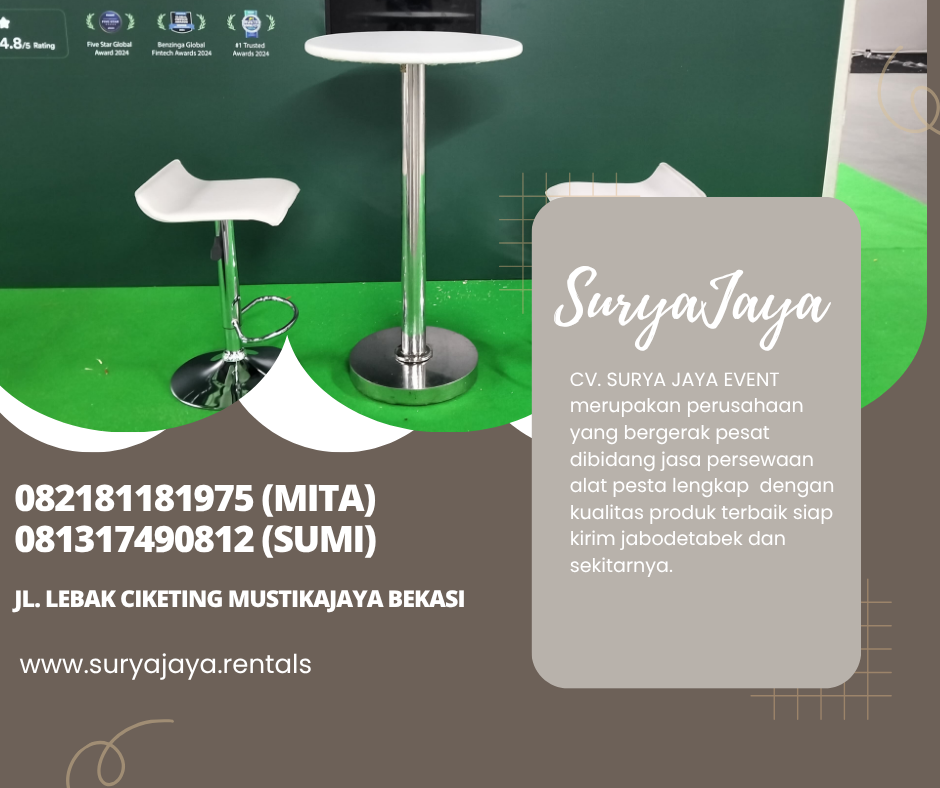 Sewa Barstool Hitam Dan putih Type Kursi Bar Kotak Jakarta