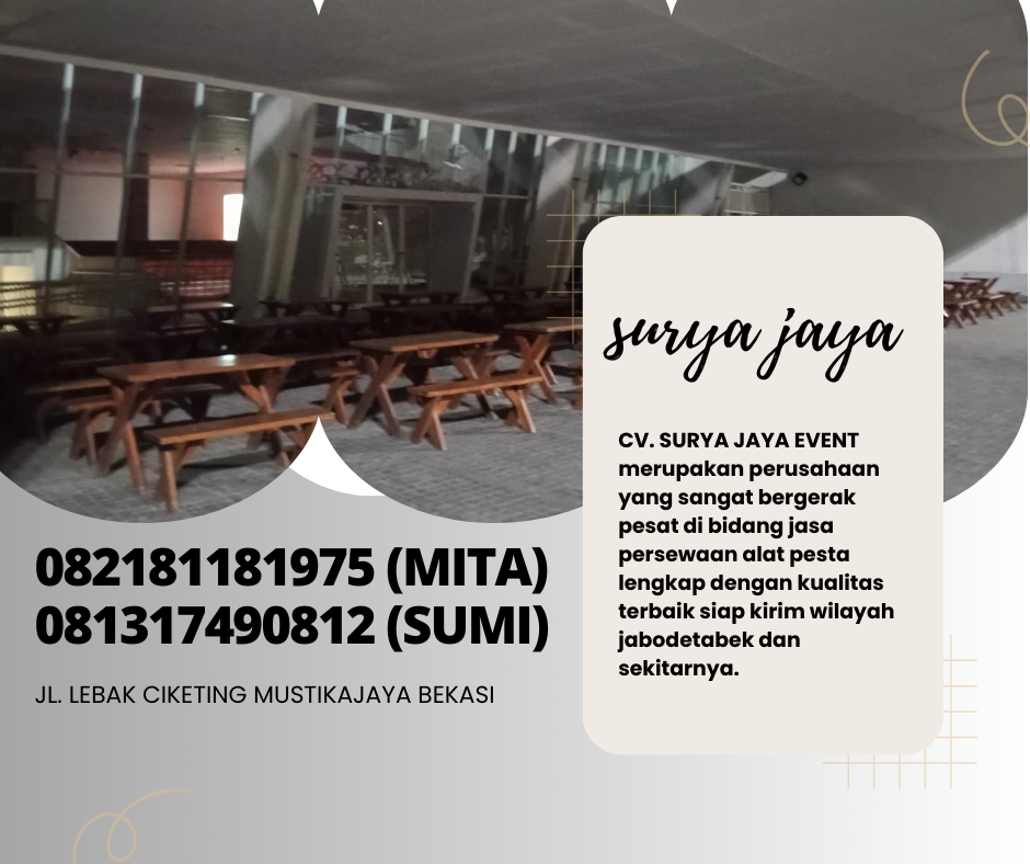 GUDANG RENTAL KURSI DAN MEJA TAMAN WILAYAH BEKASI