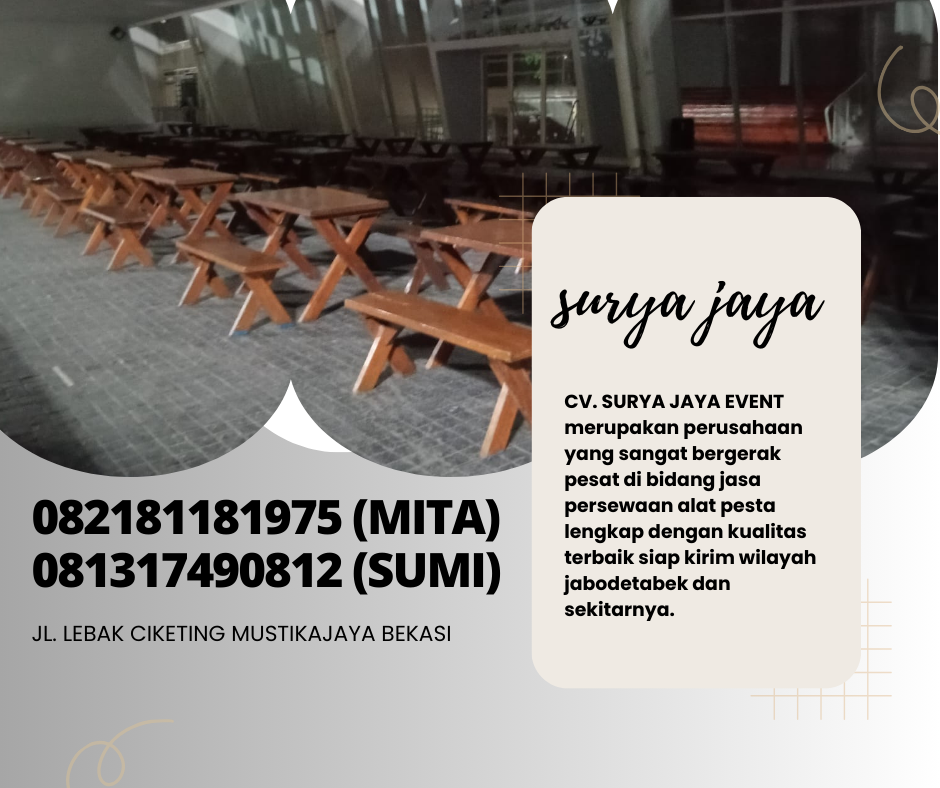 GUDANG RENTAL KURSI DAN MEJA TAMAN WILAYAH BEKASI