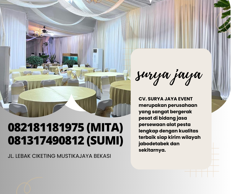 Rental Tirai Putih, Meja Bulat, Meja Ibm PIK 2 Tangerang