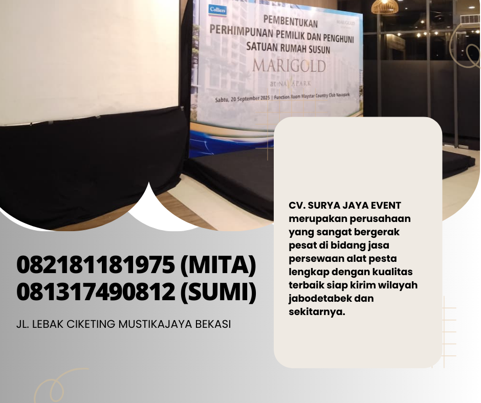Rental Panggung Indoor Pendek Cover Karpet Hitam Jakarta