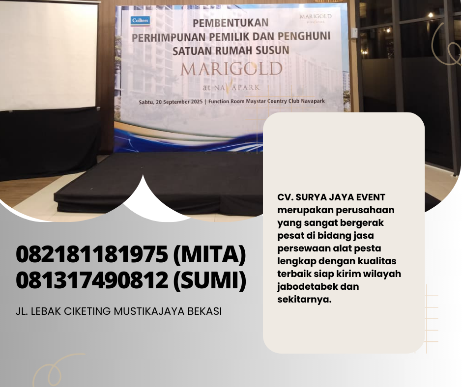Rental Panggung Indoor Pendek Cover Karpet Hitam Jakarta