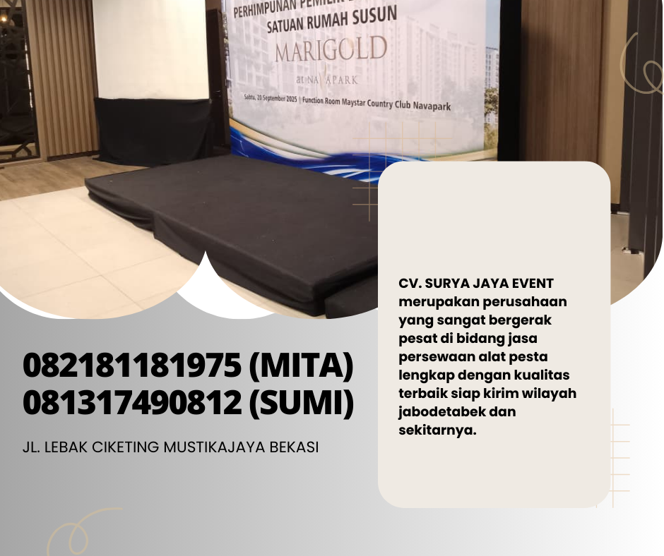 Rental Panggung Indoor Pendek Cover Karpet Hitam Jakarta
