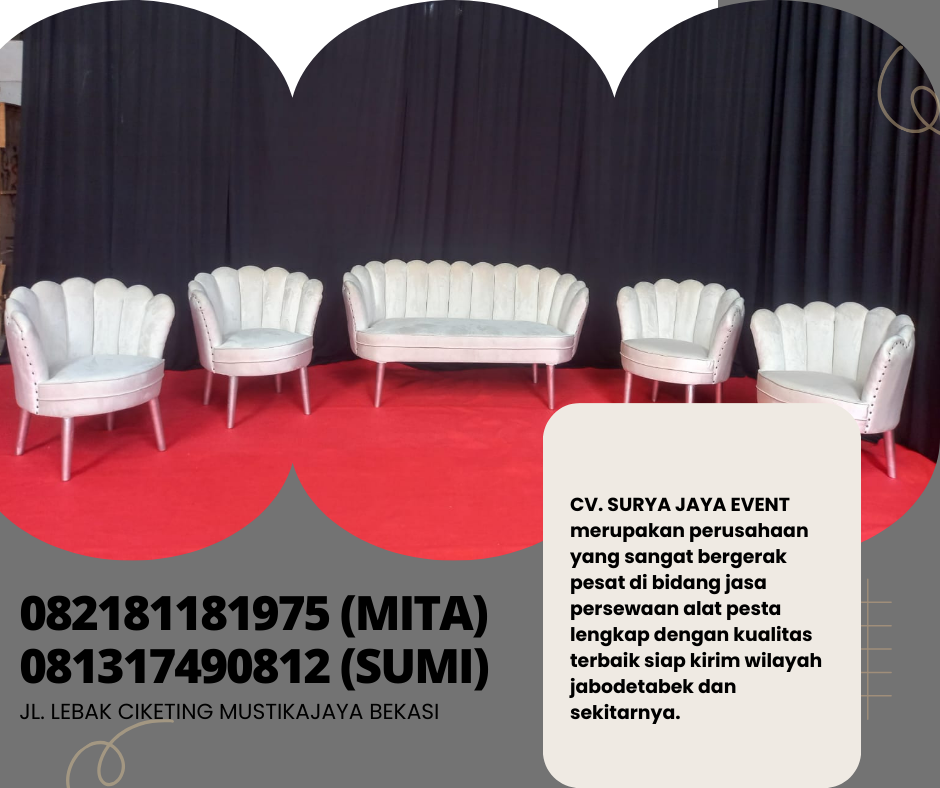 Sewa Sofa Retro Putih Dan Kursi Pelaminan Kerang Jakarta