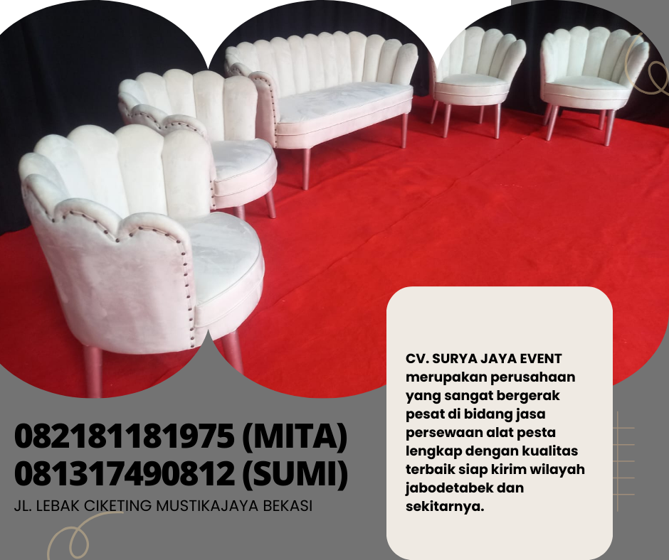 Sewa Sofa Retro Putih Dan Kursi Pelaminan Kerang Jakarta