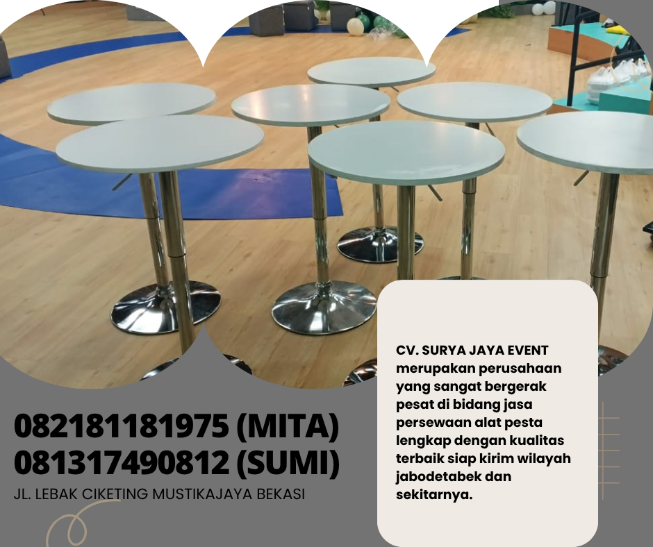 Rental Meja Bar Putih Kaki Stainless Jaksel