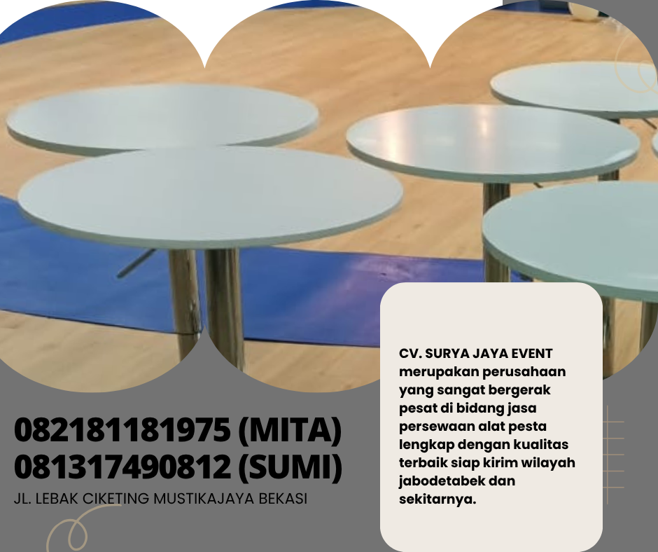 Rental Meja Bar Putih Kaki Stainless Jaksel