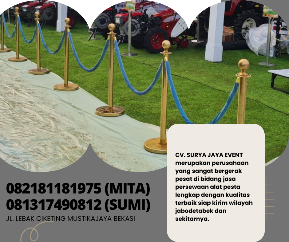 Rental Rope Stand VIP Tali Bludru Hitam,Merah,Biru Jakarta