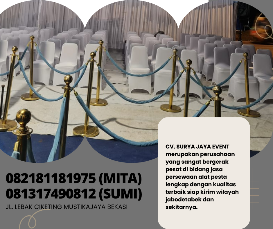 Rental Rope Stand VIP Tali Bludru Hitam,Merah,Biru Jakarta