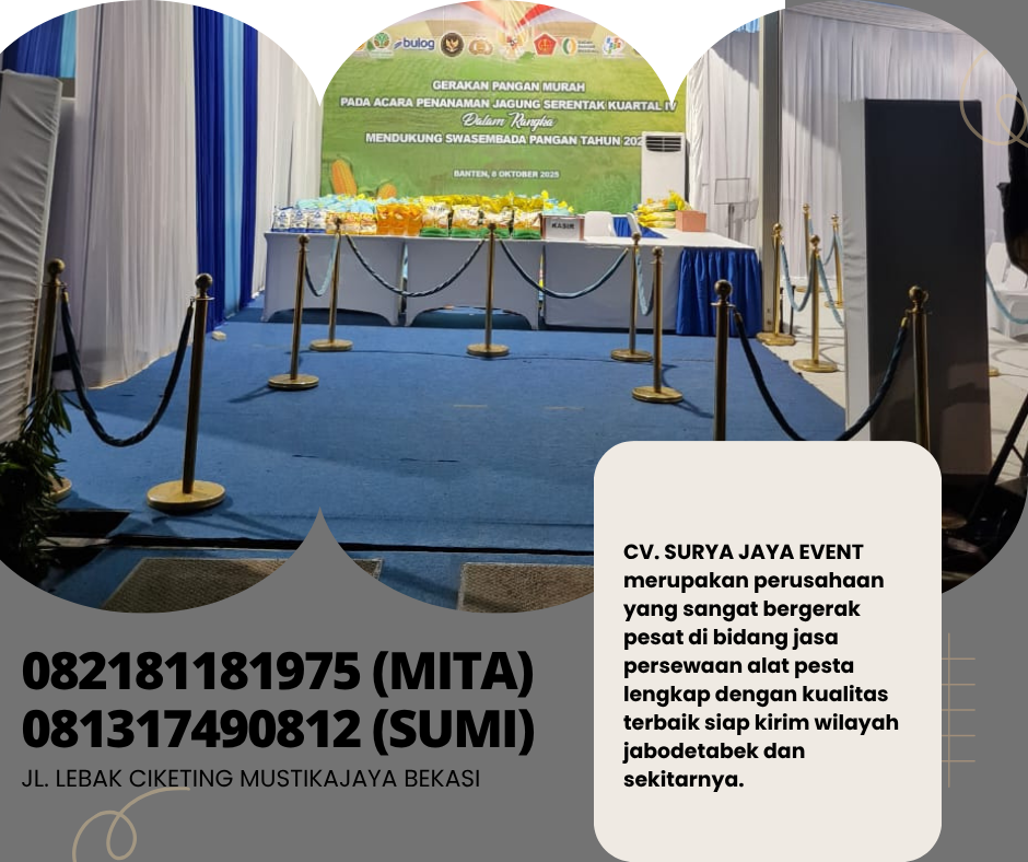 Rental Rope Stand VIP Tali Bludru Hitam,Merah,Biru Jakarta