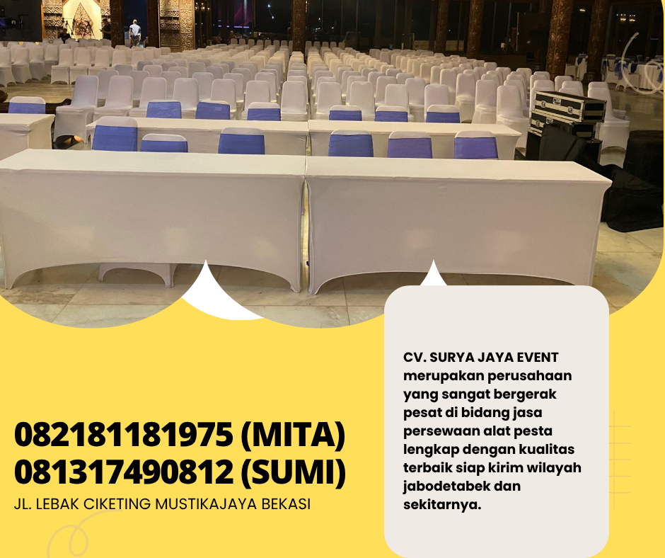 Sewa Meja Ibm Dan Kursi Sarung Kursi Putih Event TMII Jaktim  