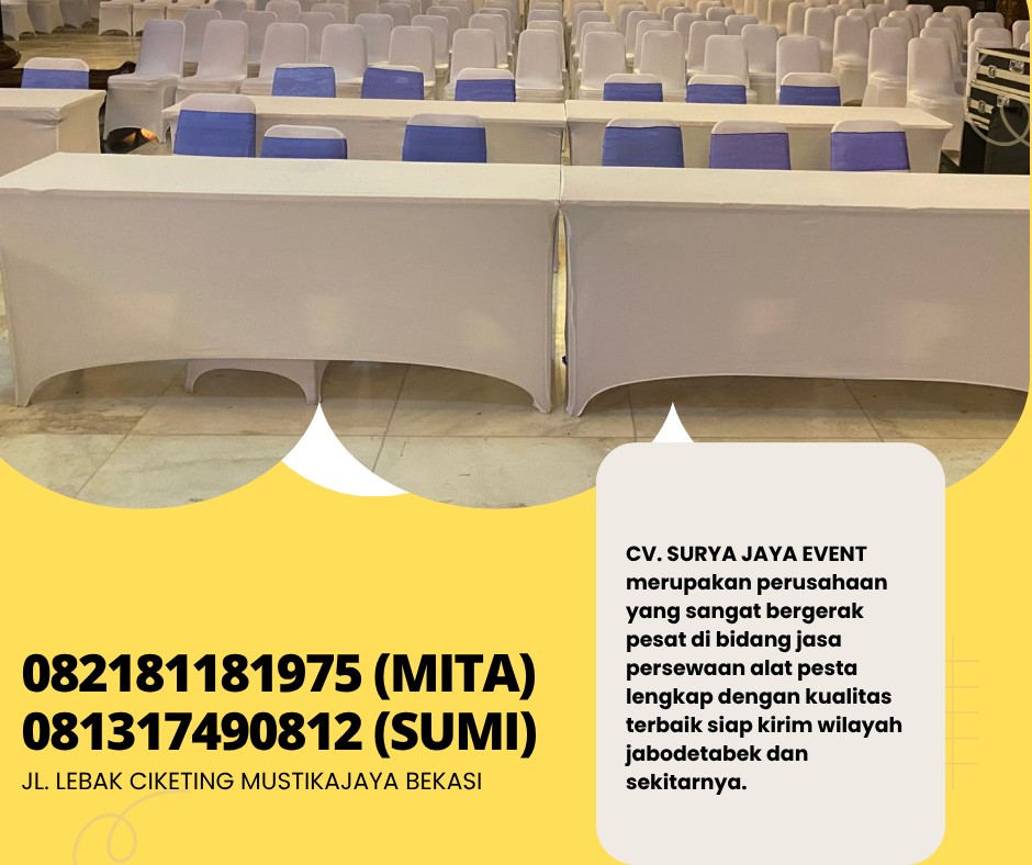 Sewa Meja Ibm Dan Kursi Sarung Kursi Putih Event TMII Jaktim  