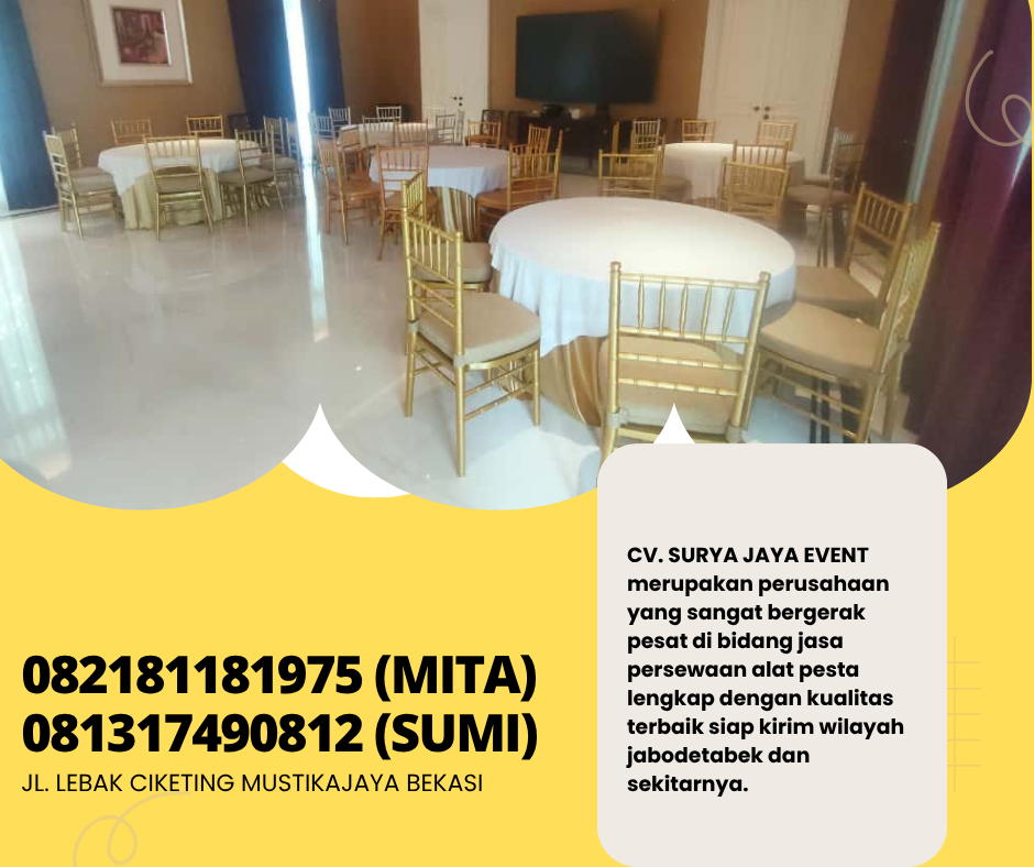 Spesialis Rental Kursi Tiffany VIP Gold Bahan Kayu Jati Depok
