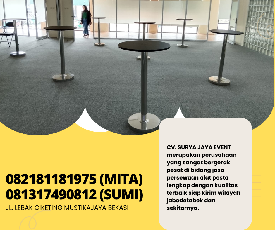 LAYANAN SEWA MEJA BAR HITAM DAN PUTIH AREA JAKARTA