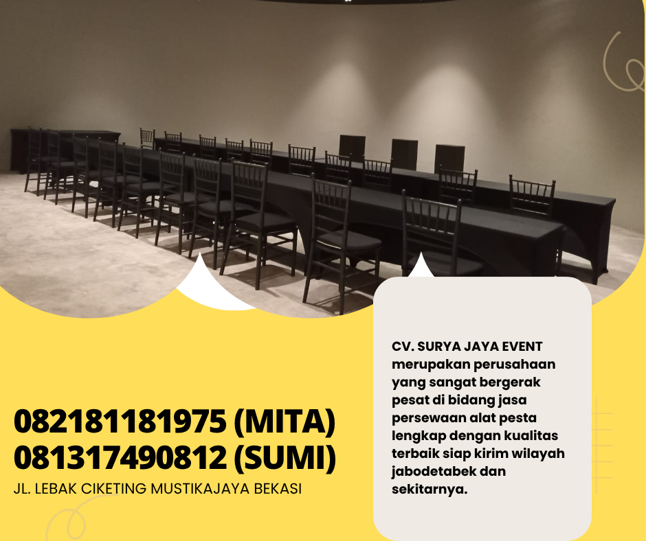 Rental Kursi Tiffany Hitam Dan Meja Ibm 180x45 Cm Jakarta