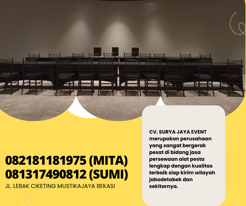 Rental Kursi Tiffany Hitam Dan Meja Ibm 180x45 Cm Jakarta