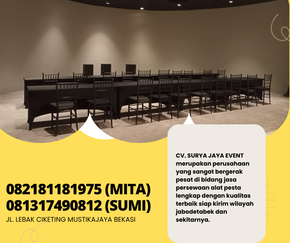 Rental Kursi Tiffany Hitam Dan Meja Ibm 180x45 Cm Jakarta