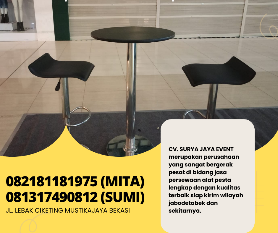 Rental Kursi Bar Type Kotak Warna Hitam Area Jakarta