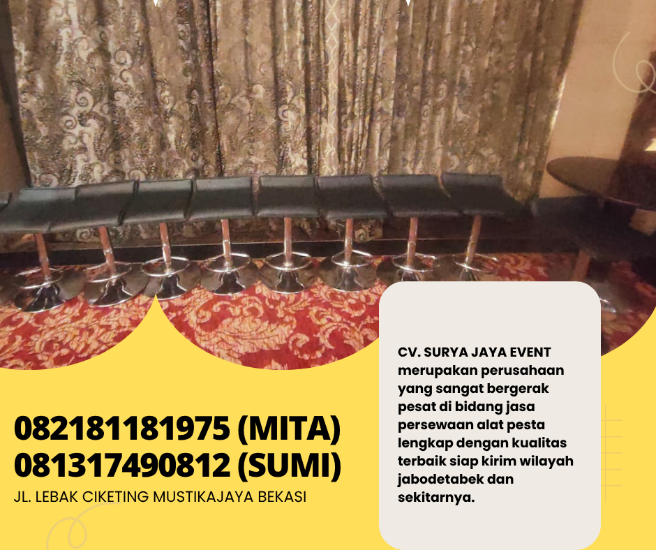 Rental Kursi Bar Type Kotak Warna Hitam Area Jakarta