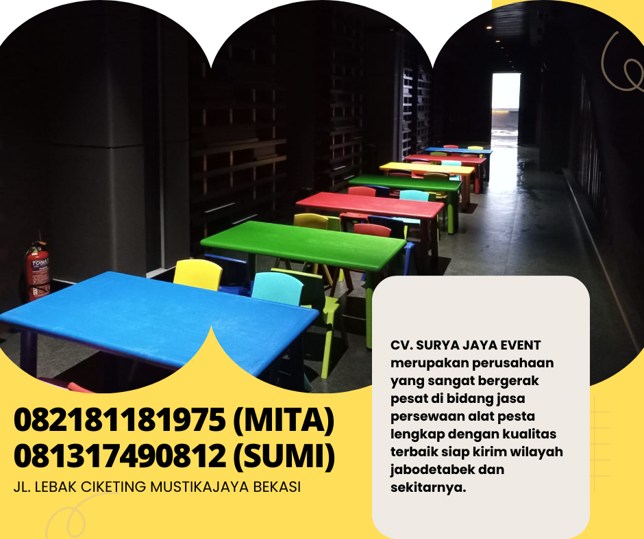 Pusat Sewa Meja Kursi anak Warna-warni Area Jakarta