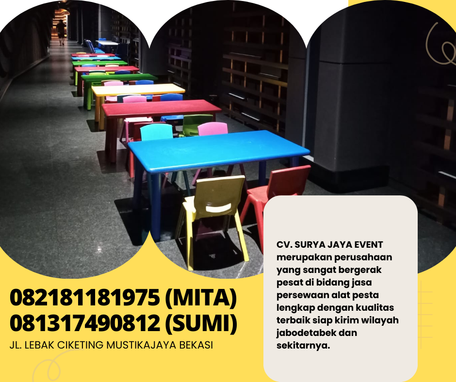Pusat Sewa Meja Kursi anak Warna-warni Area Jakarta