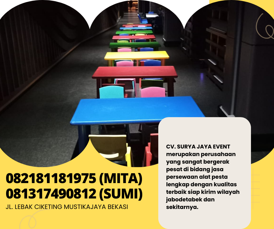 Pusat Sewa Meja Kursi anak Warna-warni Area Jakarta