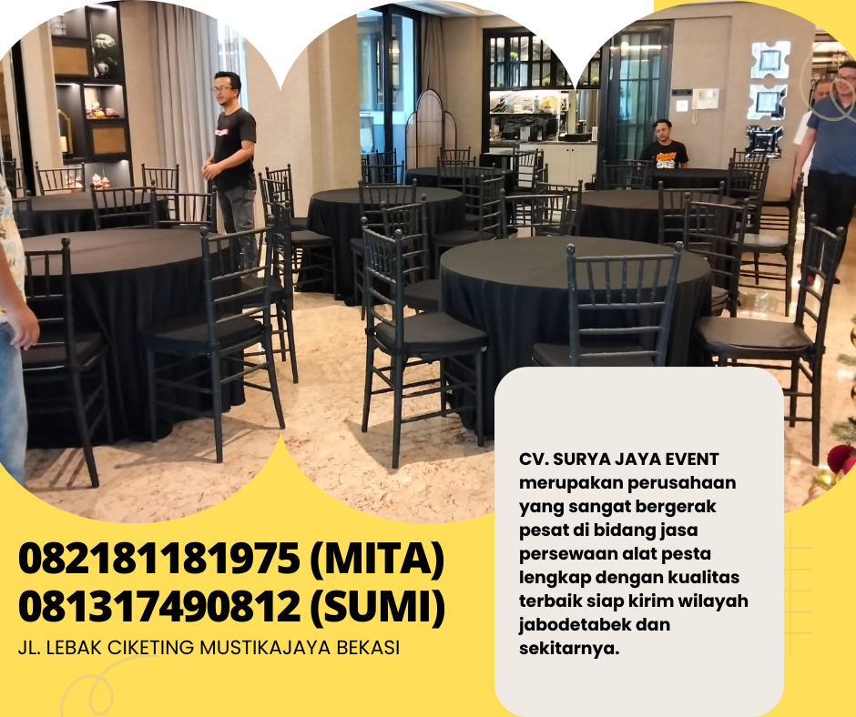 Sewa Kursi Tiffany Hitam Dan Meja Cover Hitam Area Jakarta