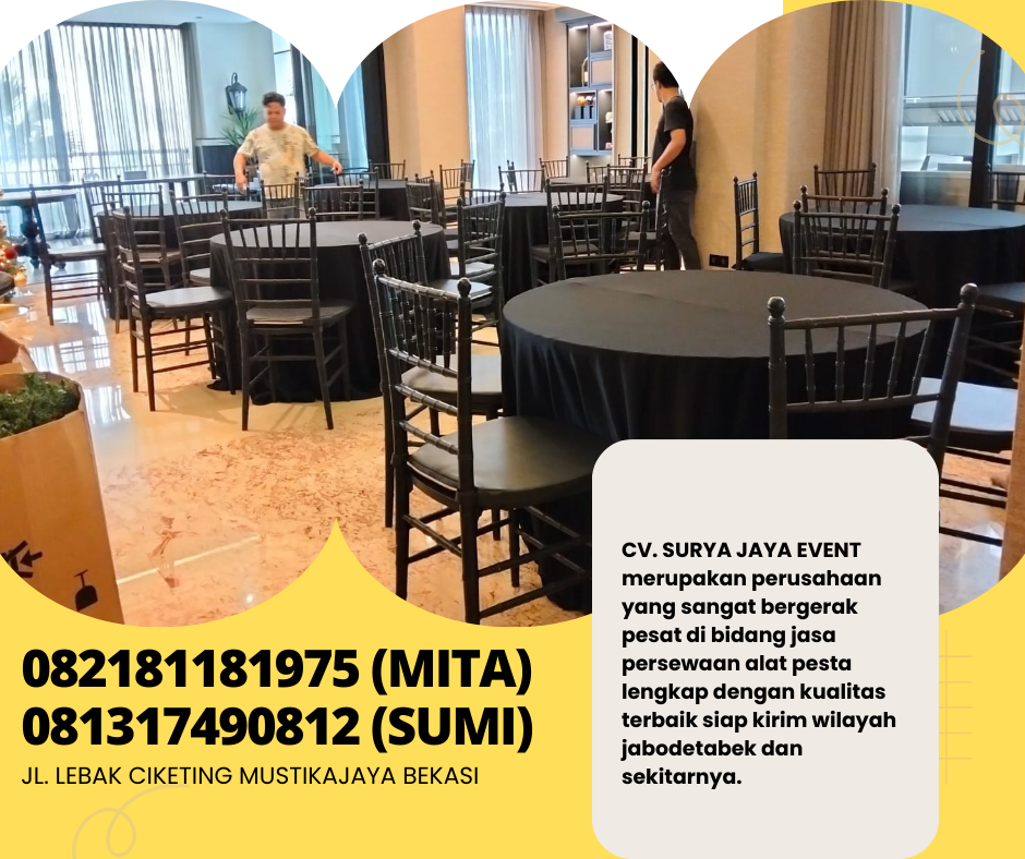 Sewa Kursi Tiffany Hitam Dan Meja Cover Hitam Area Jakarta