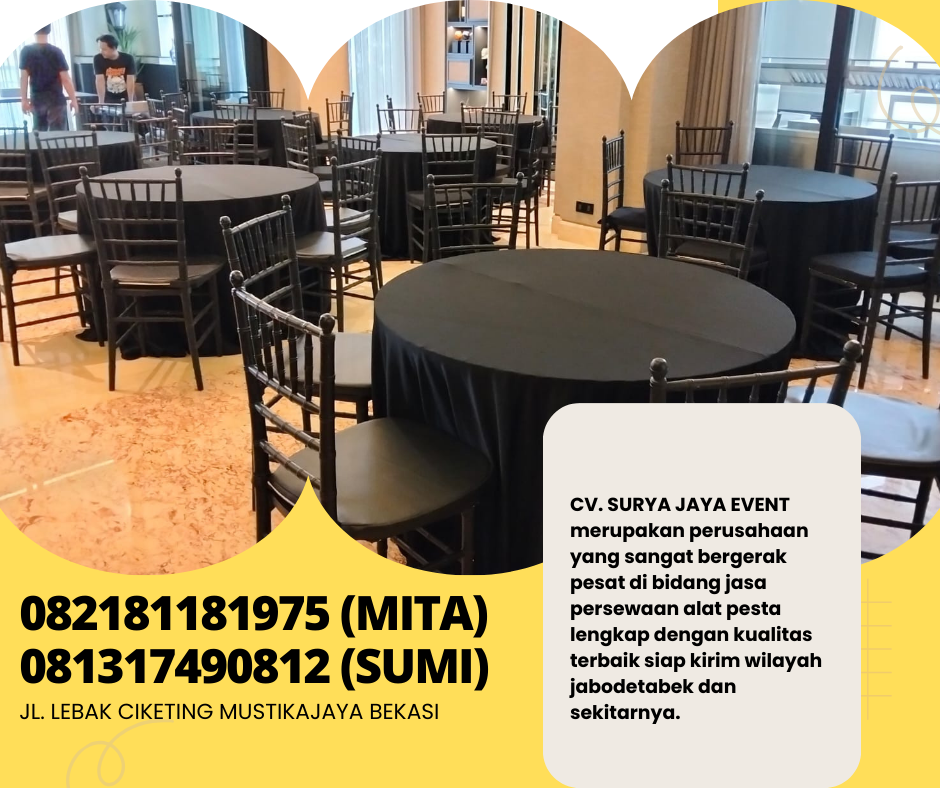 Sewa Kursi Tiffany Hitam Dan Meja Cover Hitam Area Jakarta