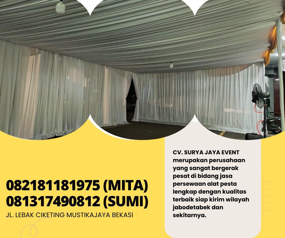 Rental Tenda Serut Kain Rempel Putih Kuningan Jakarta