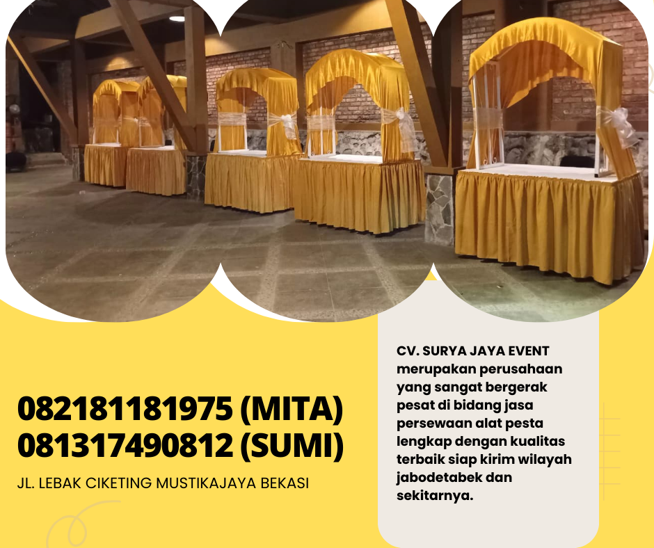 Sewa Gubukan Cover Gold,Sofa Oval Hitam,Tenda Serut Jakarta