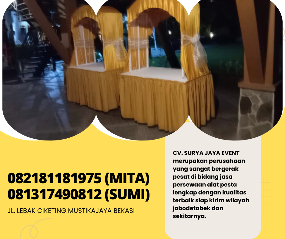 Sewa Gubukan Cover Gold,Sofa Oval Hitam,Tenda Serut Jakarta