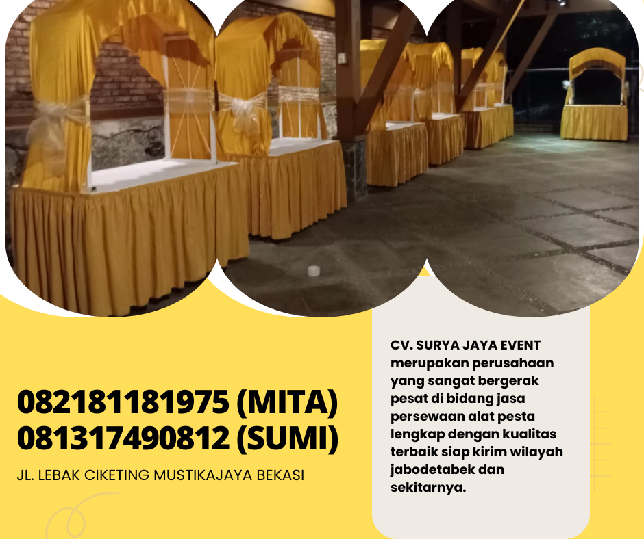Sewa Gubukan Cover Gold,Sofa Oval Hitam,Tenda Serut Jakarta