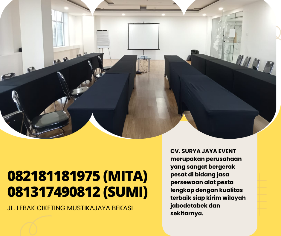 Sewa Meja IBM Taplak Hitam Event BSD