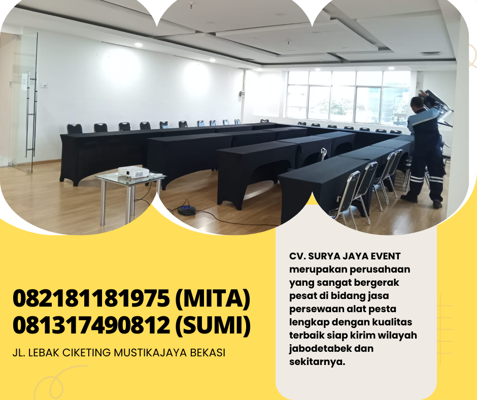 Sewa Meja IBM Taplak Hitam Event BSD