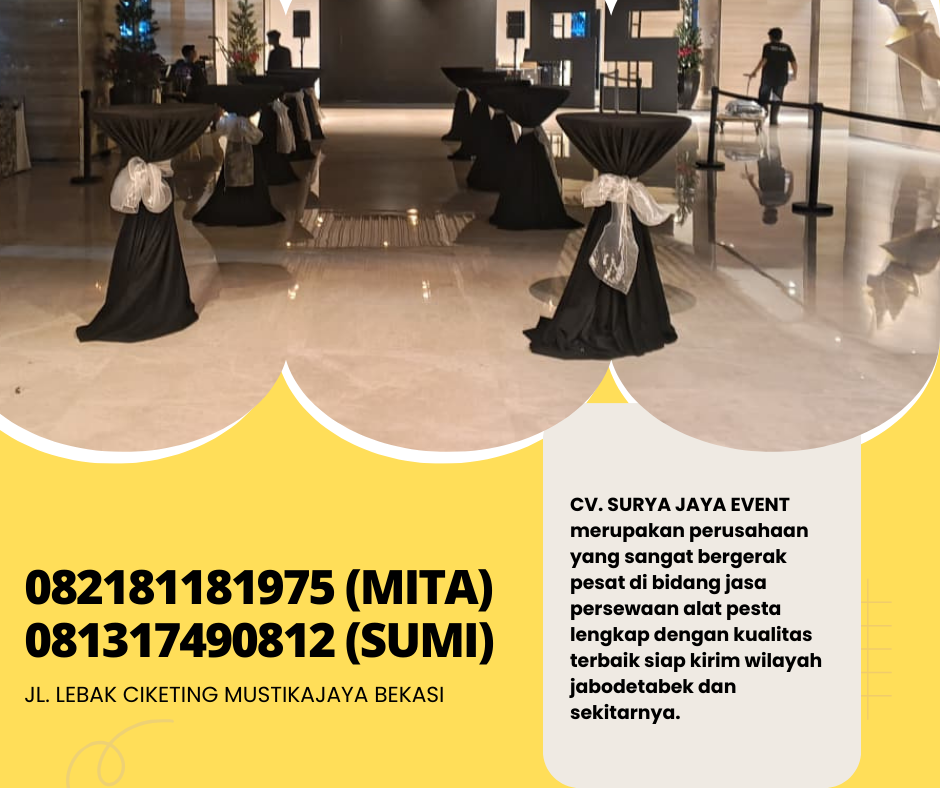 DISEWAKAN MEJA BARSTOOL COVER HITAM DI BOGOR