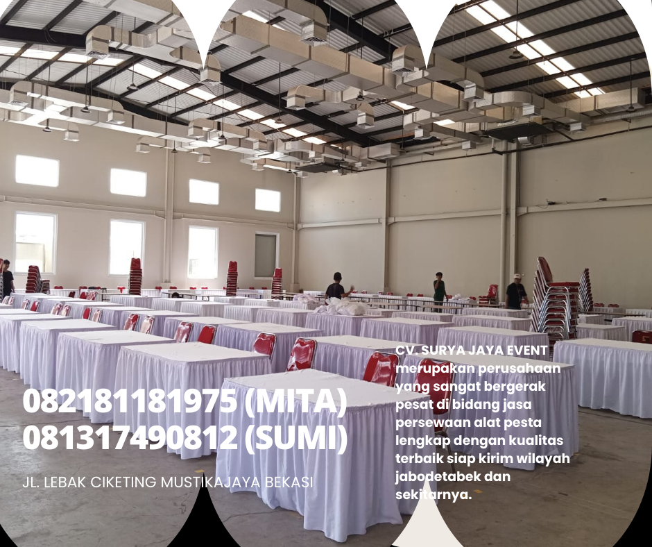 Rental Meja Kotak Cover Putih Bersih Jakarta