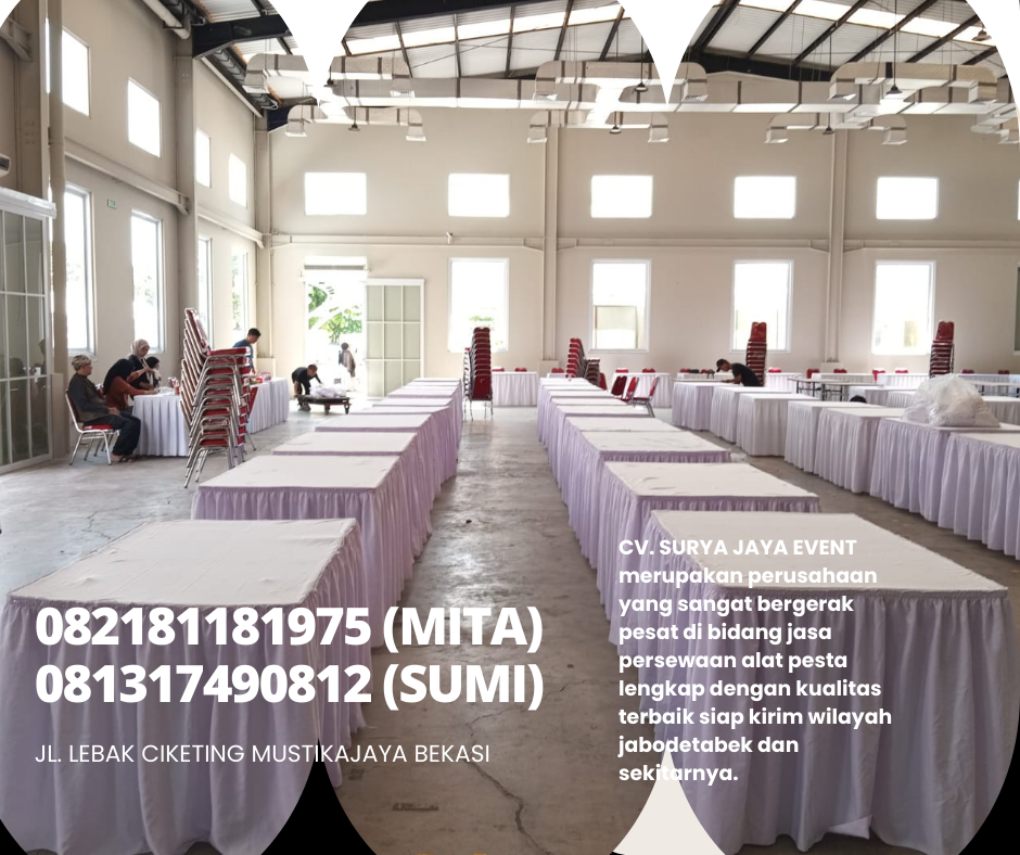 Rental Meja Kotak Cover Putih Bersih Jakarta