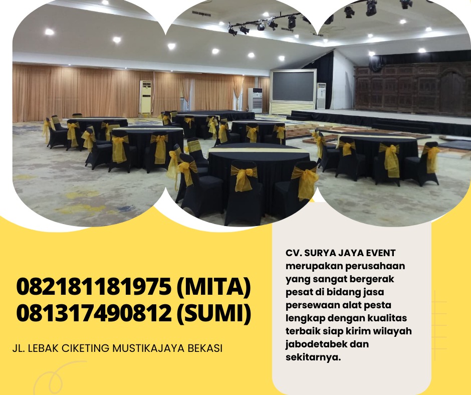 LAYANAN SEWA MEJA BUNDAR COVER GOLD AREA BOGOR